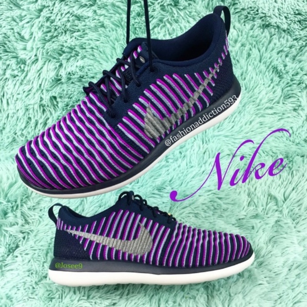 Nike Roshe Two Flyknit Women’s purple white shoes - Picture 2 of 4